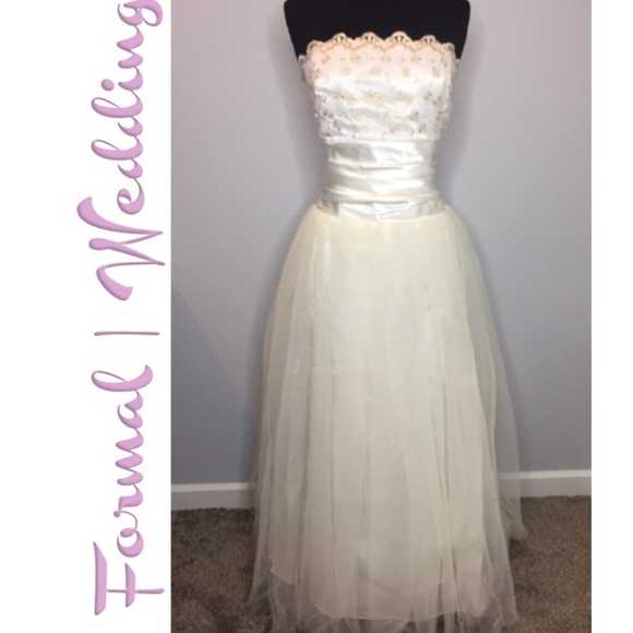 FIESTA Strapless Satin & Tulle Ankle Length Gown - Picture 1 of 5